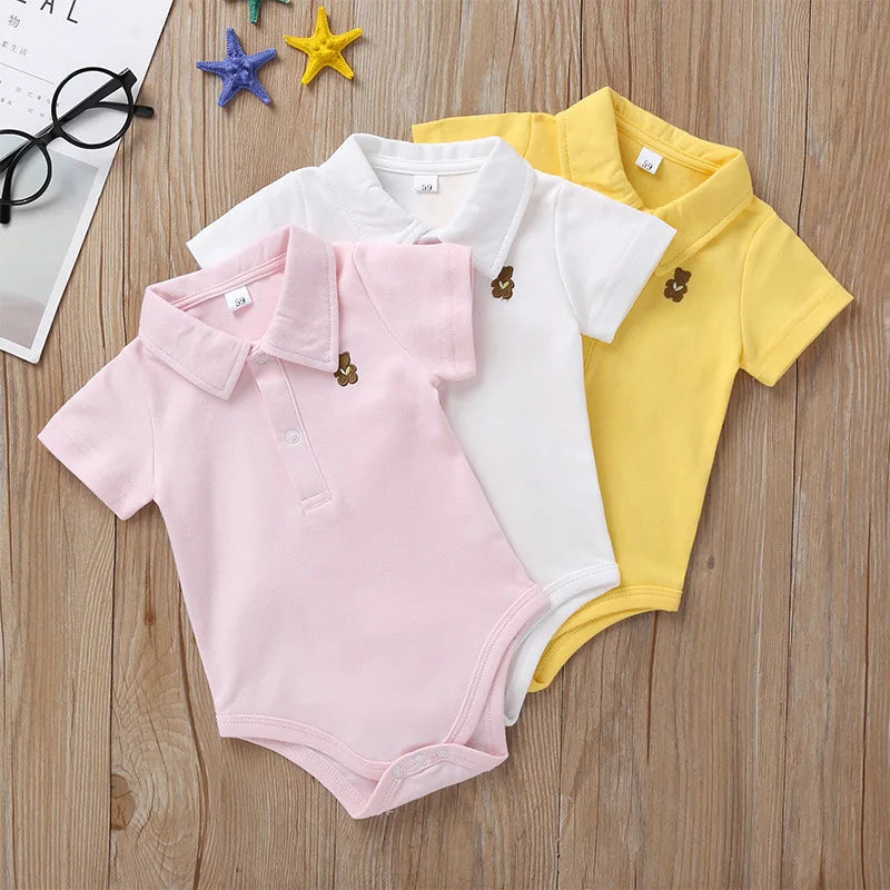 Newborn Baby Romper 0-12 Months 2024 Summer Solid 3 Colours Polo Infant Baby Boy Girl Clothes jumpsuit new born Bebies Roupas - MAGUSTA BEAUTY