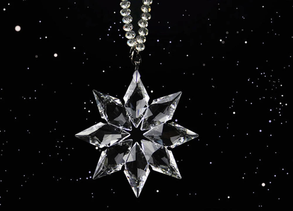 Transparent Crystal Snowflakes Car Pendant Decoration Ornaments Sun Catcher Snowflake Hanging Trim Accessories Christmas Gifts