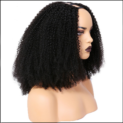 10A Top Brazilian Human Remy Hair Afro Kinky Curl U Part Wig