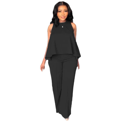 Women's Sleeveless Loose Top Casual Trousers Two-piece Suit