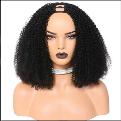 10A Top Brazilian Human Remy Hair Afro Kinky Curl U Part Wig