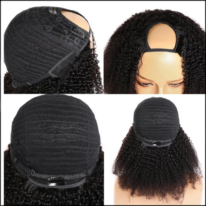 10A Top Brazilian Human Remy Hair Afro Kinky Curl U Part Wig