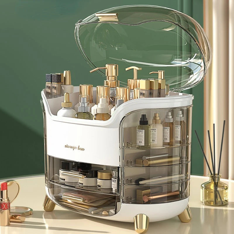 Transparent Desk Makeup Organizer Box Large Capacity Cosmetic Jewelry Storage Drawer Bathroom Dressing Table Sundries Container