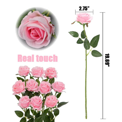 10-200PCS Artificial Rose Flower Silk White Rose Realistic Fake Roses with Long Stems  for Party Home Wedding Valentine Birthday