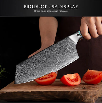 XITUO 67 Layer Damascus Steel Kitchen Knives Set Abalone Handle Sharp Santoku Bread Boning Knife Practical Kitchen Cutting Tools