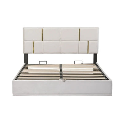 Upholstered Platform Beds with Storage System, Wood Bed Frame for Kids and Adults, Bedroom Furniture