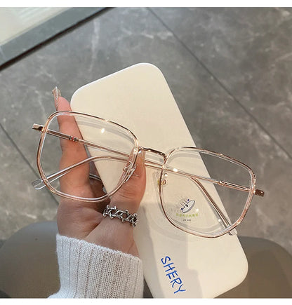 Transparent Computer Glasses Frame Women Men Anti Blue Light polygon Eyewear Blocking Glasses Optical Spectacle Eyeglass