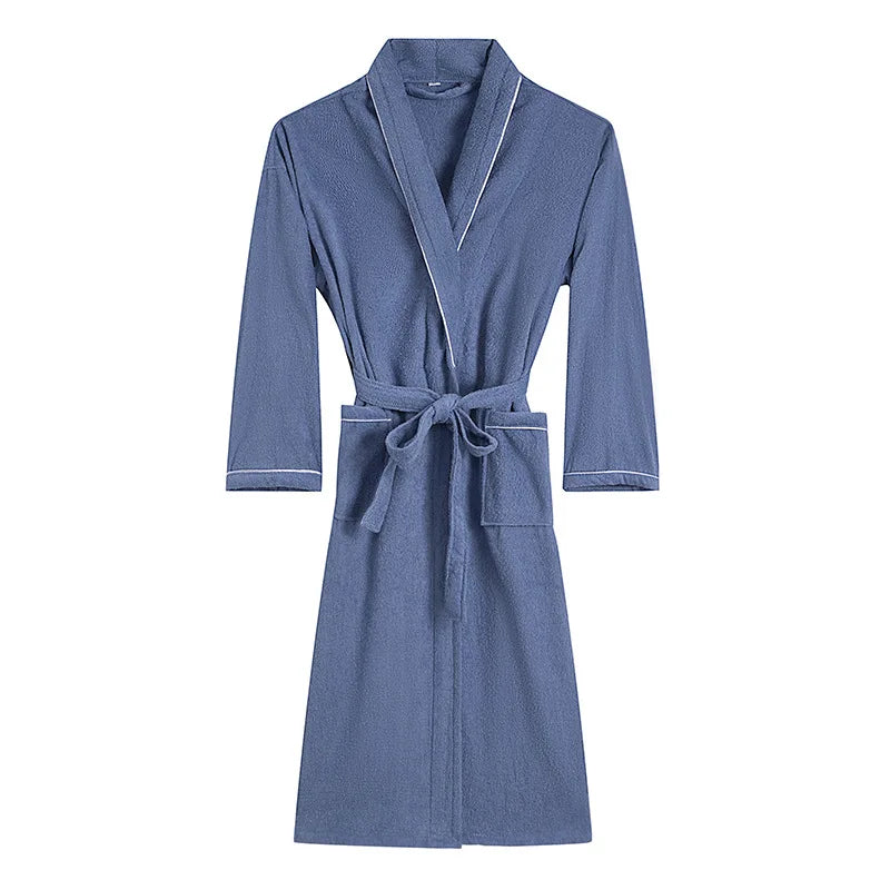 100% Cotton Couples Long Thick Absorbent Terry Bath Robe Kimono Men Light Weight Towel Bathrobe Sleepwear Women Hotel Gown Robes