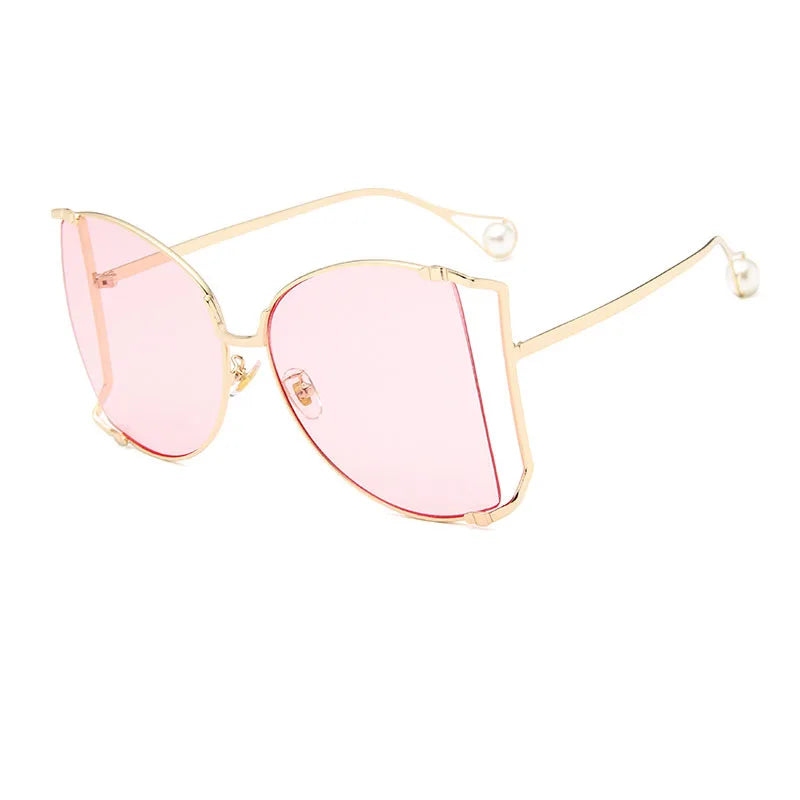 2024 Half Frame Brand Designer Glasses Women Square Pearl Famous Sunglasses Female Fashion Oversized Clear Pink Eyewear Ladies