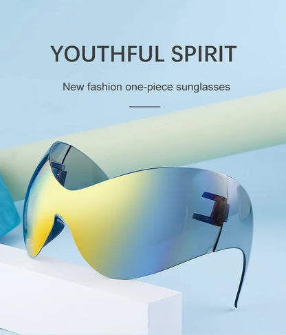 Y2k Oversized Sports Sunglasses Women 2000's Wrap Around Shield Goggle Men 2024 Luxury Brand Trends Punk Sun Glasses Male Oculos