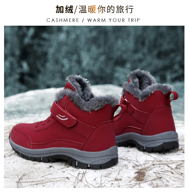 Winter Women Snow Boots Warm Plus Velvet Men Cotton Shoes Windproof Women's Boots Comfortable Casual Shoes Non-slip Hiking Boots