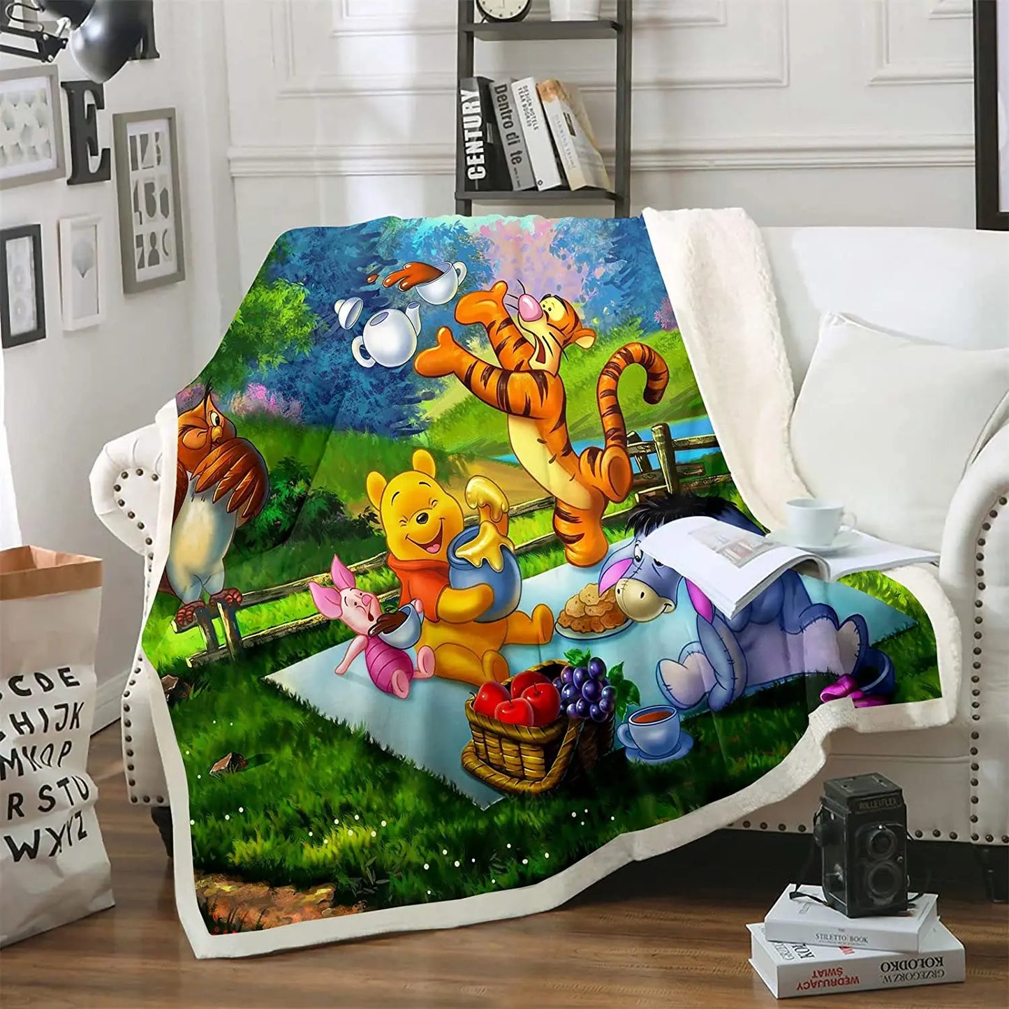 Winnie The Pooh Anime Blanket Furry 100% Polyester Printed Winter Bed Fleece Blankets Baby Plush And Throws