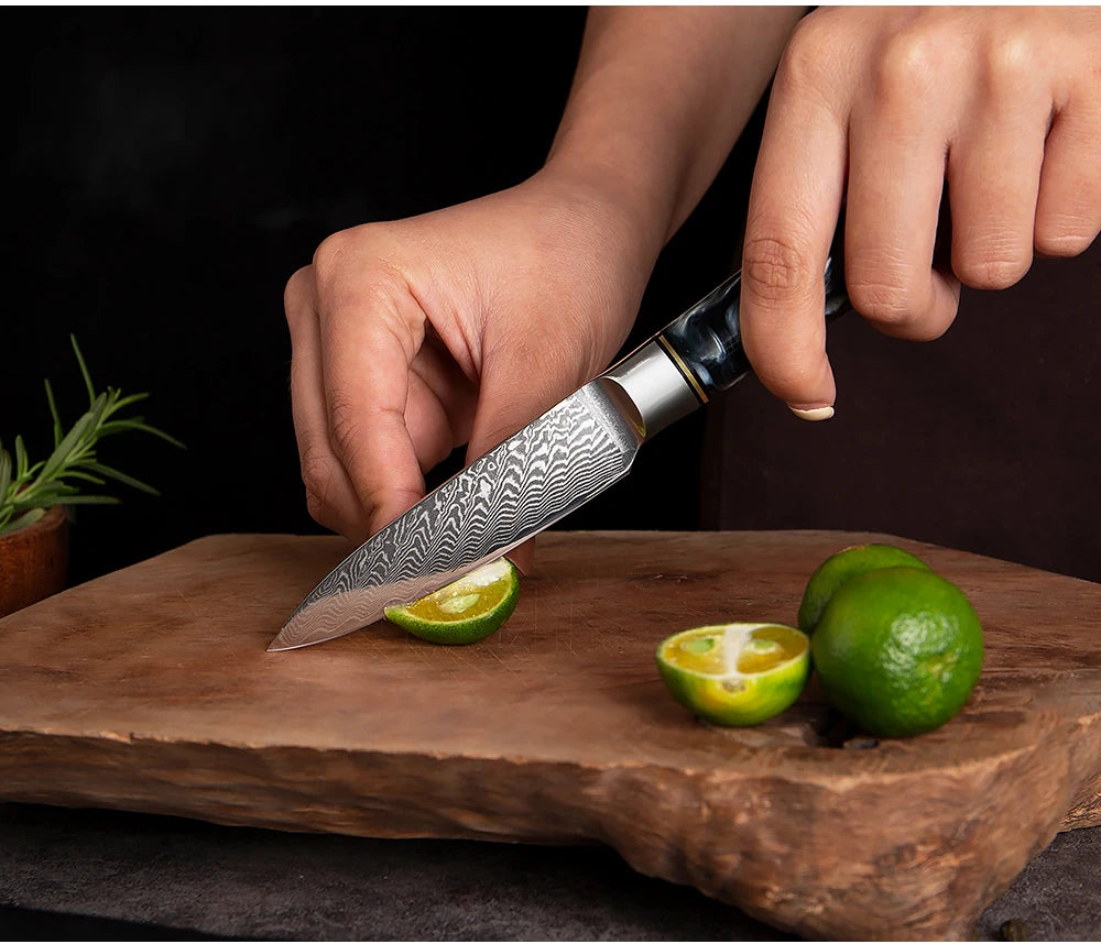 XITUO 1-9 PCS Damascus Steel Kitchen Knives High Quality Chef Chopping Vegetable Slicing Deboning Bread Knife Black Resin Handle