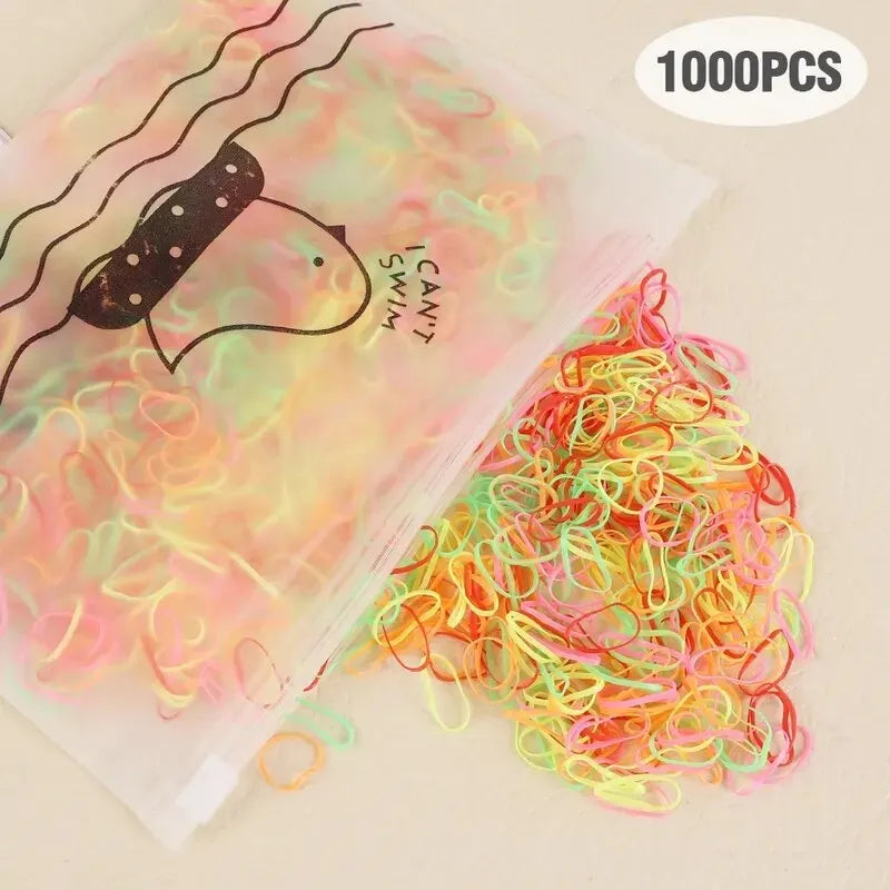 1000Pcs Colorful Disposable Hair Bands Girls Elastic Rubber Band Kids Ponytail Holder Headband Children Hair Accessories