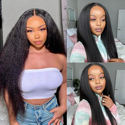 Yaki Kinky Straight HD Lace Glueless Wig Human Hair Ready To Wear And Go Preplucked Wigs For Women 100% Human Hair 200 Density