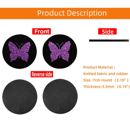 Two Cute Pink Butterflies Glitter Light Car Water Cup Pads for Women with Car Accessories