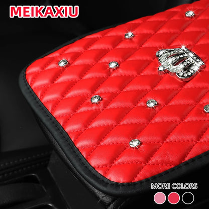 1 PU soft Comfort diamond-encrusted Crown Car armrest cushion Car accessories interior for both men and women