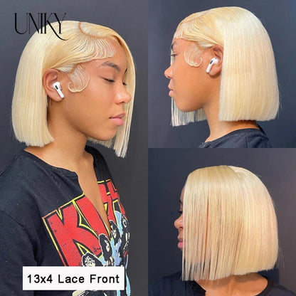 Transparent 13x4 Lace Frontal Bob Wig 613 Blonde 13x4 Human Hair Wigs Brazilian Remy Short Straight 4x4 Closure Wigs For Women