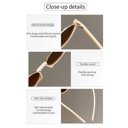 2024 New Retro Small Half Frame Sunglasses Women Cat Eye Trendy Vintage Modern Eyewear Fashion Luxury Cycling Sun Glasses