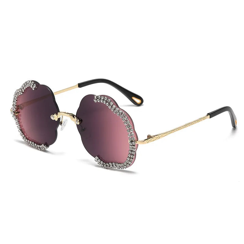 2024 New Metal Frame Flower Designer Women Trendy Fashion Cutting Lens Ladies Street Photography Woman's Shades Sunglasses