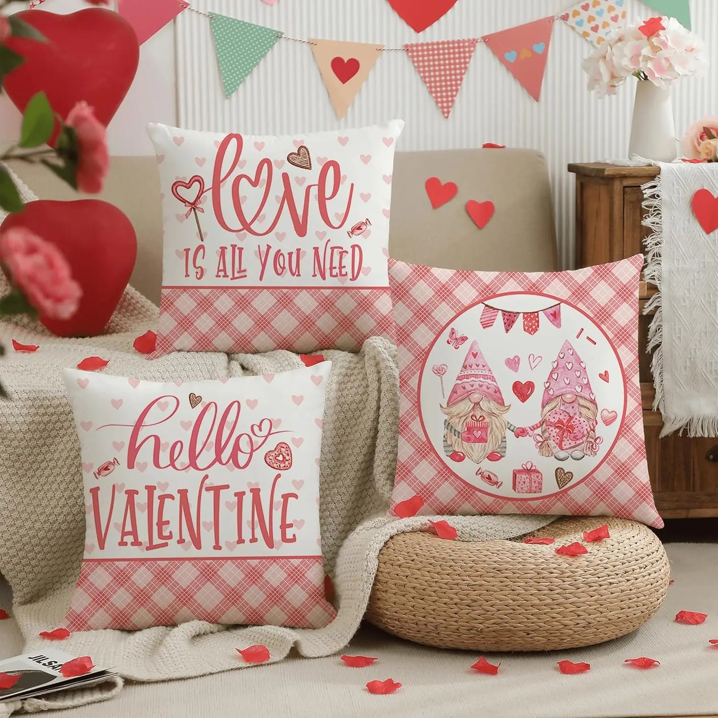 Valentines Decor Love Heart Designs Decorative Pillowcases for Home Sofa Couch Cushion Decoration