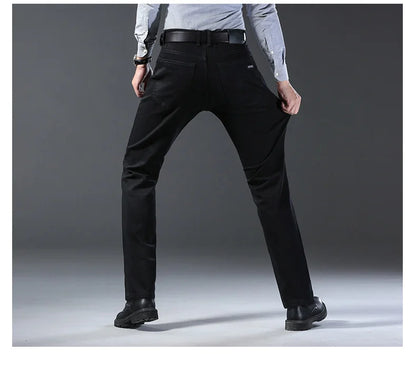 Wthinlee New Business Men's Jeans Casual Straight Stretch Fashion Classic Blue Black Work Denim Trousers Male Brand Clothing