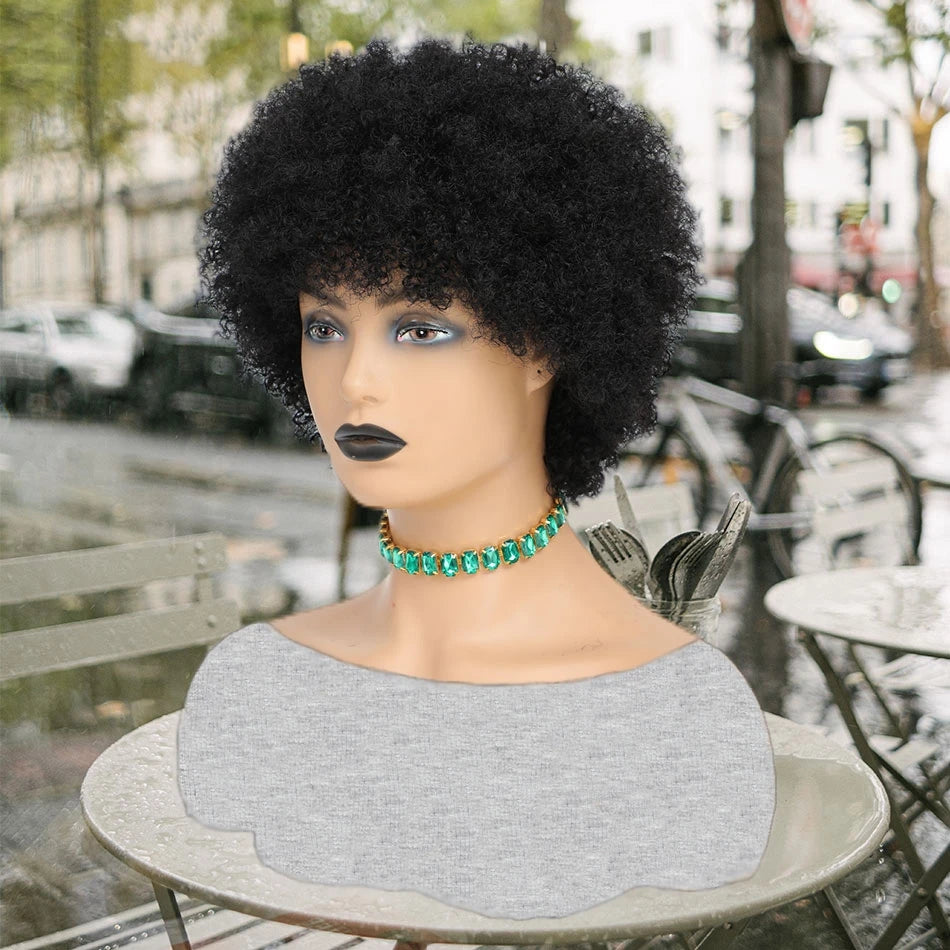 Short Afro Kinky Curly #27 Wig For Woman 100% Human Hair Wigs 180% Density Pixie Curl Afro Wig Afro Kinky Curly Wigs