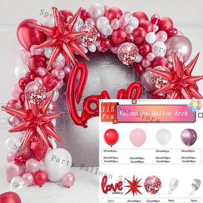 Valentine Decoration Balloon Garland Arch Kit Rose Red Heart Love Balon for Wedding Anniversary Valentine Day Gift 14 De Febrero