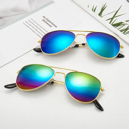 2024 Sunglasses New Fashion Baby Kids Boy Girl Pilot Sunglasses Metal Frame Goggles Glasses for Kids Children