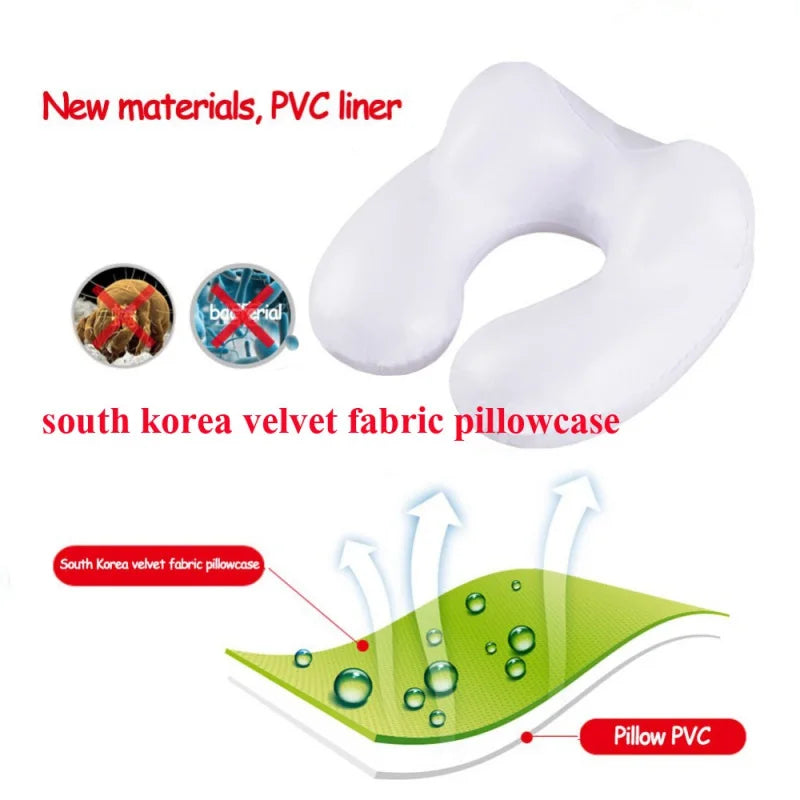 U-Shape Travel Pillow for Airplane Inflatable Neck Pillow Travel Accessories Comfortable Pillow for Sleep Home Textile Blue