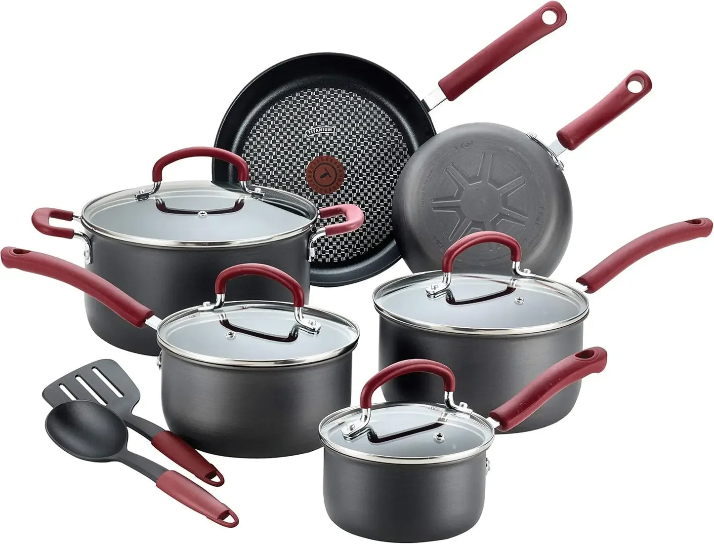 Ultimate Hard Anodized Nonstick Cookware Set 12 Piece, Oven Broiler Safe 600F, Kitchen Cooking Set w/ Fry Pans, Saucepans,