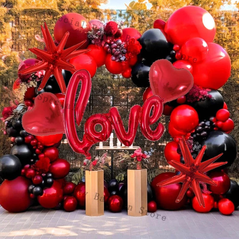 Valentine Decoration Balloon Garland Arch Kit Rose Red Heart Love Balon for Wedding Anniversary Valentine Day Gift 14 De Febrero