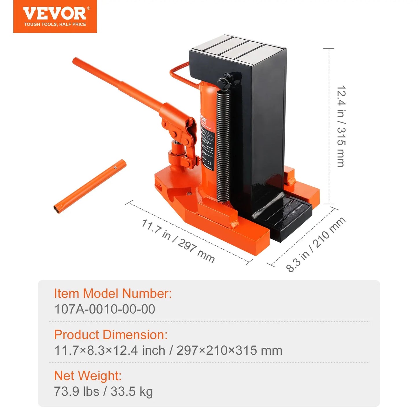 VEVOR Hydraulic Toe Jack 2.5 Ton On Toe Toe Jack Lift 5 Ton On Top Lift Capacity Machine Jack 0.8-5.3 in Toe Height 8.9-13.4 Top