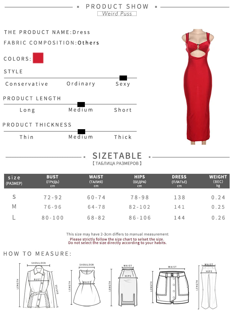 Weird Puss Sexy Party Dress Women Ring Clasp Chic Hollow Backless Sleeveless Low-Neck Birthday Banquet Rave Bodycon Vestidos