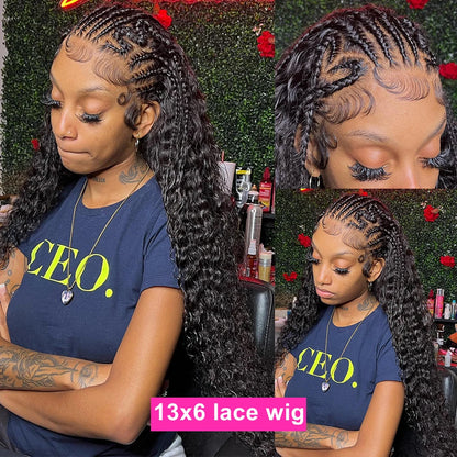 13x6 Hd Lace Frontal Wig Deep Wave 250 Density Curly Human Hair Wigs 100%  Preplucked Water Wave Front Wigs For Women Brazilian