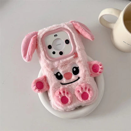 Soft Stitch Plush Phone Case For Samsung Galaxy S24 Ultra S23 Plus S22 S21 S20 FE S10 S9 S8 Cute 3D Cartoon Furry Warm Fur Cover