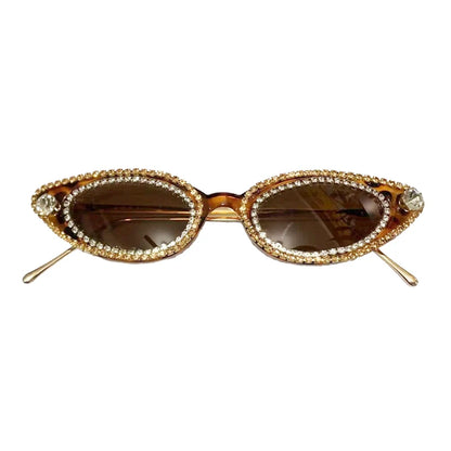 Unique Diamond Fashion Sunglasses Women Luxury Rhinestone Cat Eye Eyewear Female Trend Small Frame Ladies Sun Glasses UV400