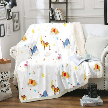 Winnie The Pooh Anime Blanket Furry 100% Polyester Printed Winter Bed Fleece Blankets Baby Plush And Throws