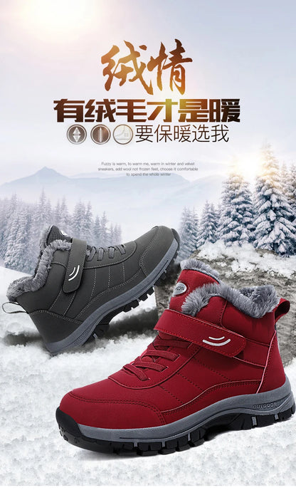 Winter Women Snow Boots Warm Plus Velvet Men Cotton Shoes Windproof Women's Boots Comfortable Casual Shoes Non-slip Hiking Boots