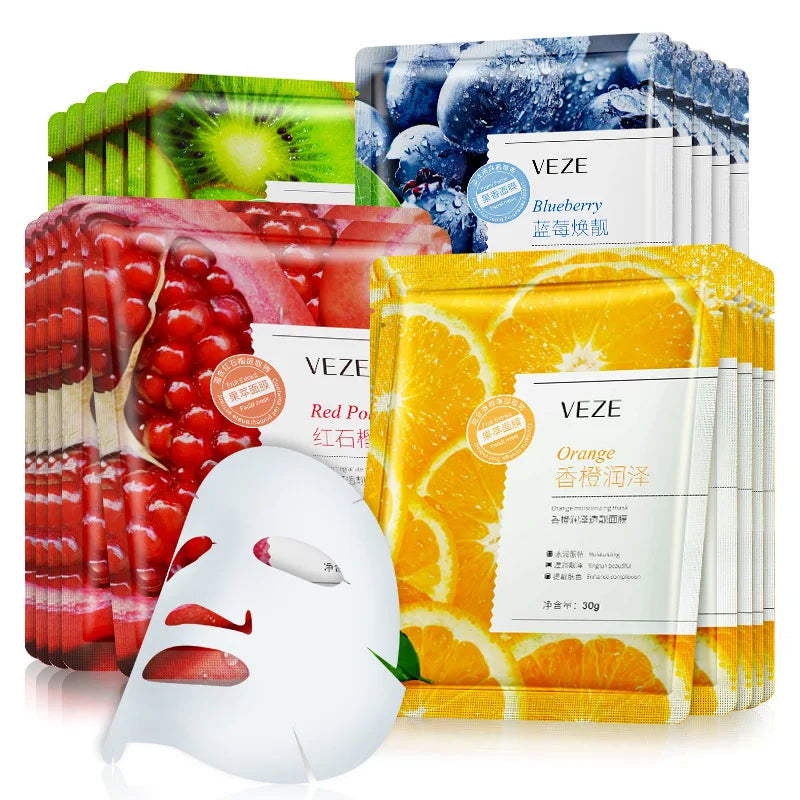 20pcs VENZEN Fresh Fruits Face Mask skincare Moisturizing Nourishing Anti-aging Face Sheet Mask Facial Masks Beauty Skin Care