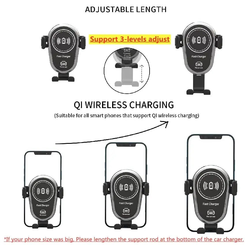 15W Wireless Car Charger Mount Air Vent Mobile Phone Holder Stand Fast Charging Station For iPhone 14 13 12 11 X Xiaomi Samsung