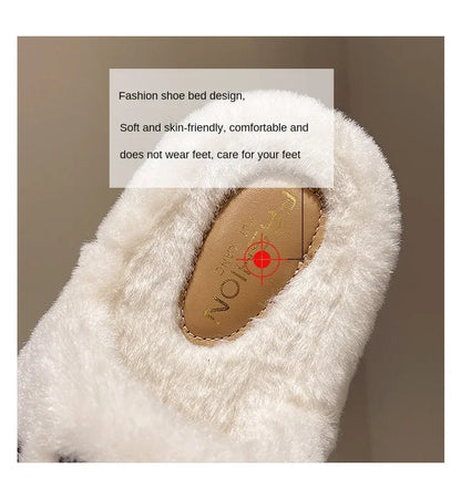 women's slippers solid color fluffy slippers women's winter fashion New women's shoes  thickened warm floor cotton slippers