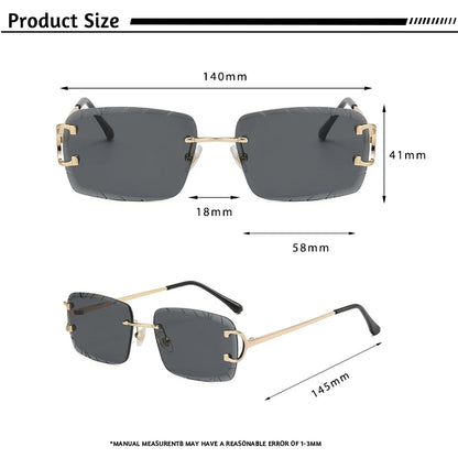 CATERSIDE Rimless Square Sunglasses Men Cupronickel Fashion Punk Gradient Sun Glasses Vintage Trendy Small Frame Eyewear UV400