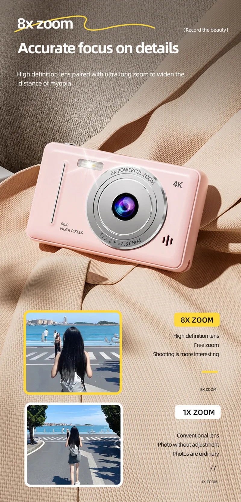 Xiaomi 4K Digital Camera Retro CCD Portable Card Camera Entry-level Camera Dual Camera Flash 50 Million Pixels Auto Focus