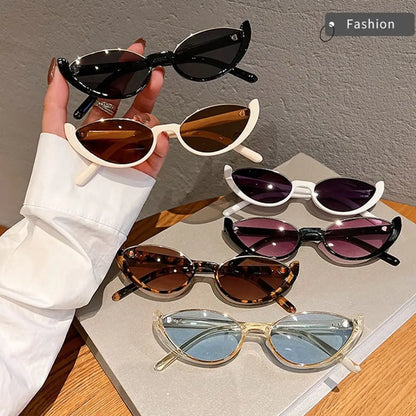 2024 New Retro Small Half Frame Sunglasses Women Cat Eye Trendy Vintage Modern Eyewear Fashion Luxury Cycling Sun Glasses