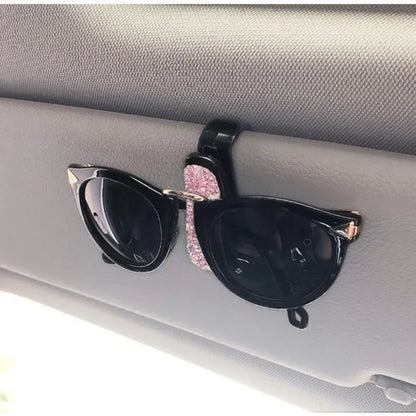 Artificial Diamond Glasses Holders Car Sun Visor Sunglasses Eyeglasses Mount With Ticket Card Clip Car Interior Accessories