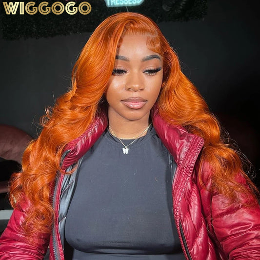 Wiggogo Orange Ginger Lace Front Wig Body Wave Hd Lace Wig 13X6 Human Hair 13X4 Lace Front Human Hair Wig Hd Lace Frontal Wigs