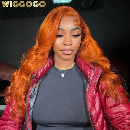 Wiggogo Orange Ginger Lace Front Wig Body Wave Hd Lace Wig 13X6 Human Hair 13X4 Lace Front Human Hair Wig Hd Lace Frontal Wigs