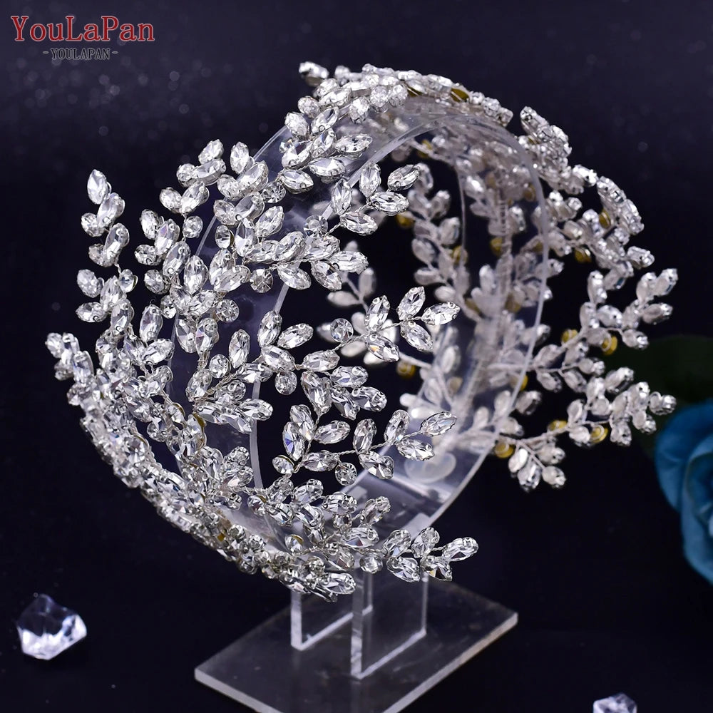 YouLaPan HP500 Rhinestone Bridal Headband Tiara Wedding Hair Accessories Luxury Bride Headpiece Pageant Headdresses Hair Jewelry