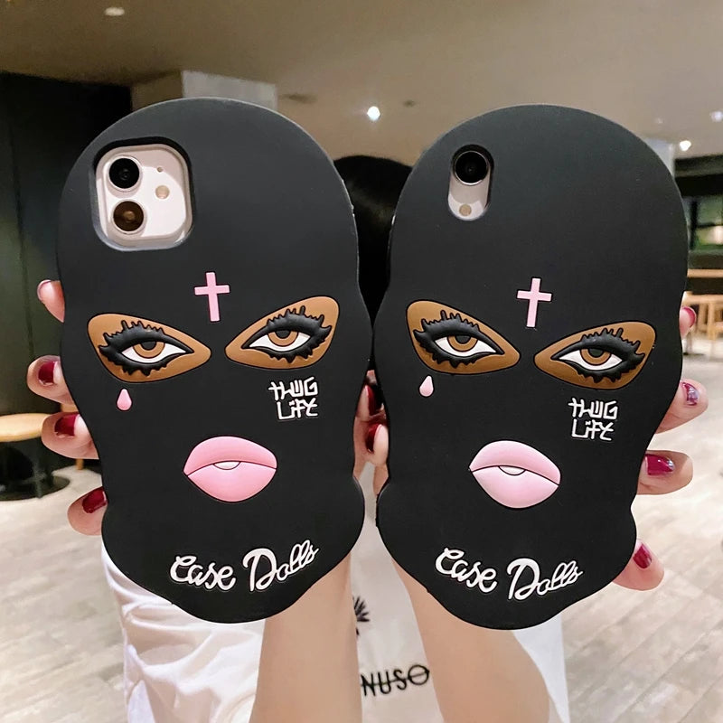 3D Mask Dolls soft case for iphone 16 15 14 Pro 13 12 11 Pro MAX 7 8 plus X XS XR SE Girl Tear Jesus cross Goon Thug Life cover